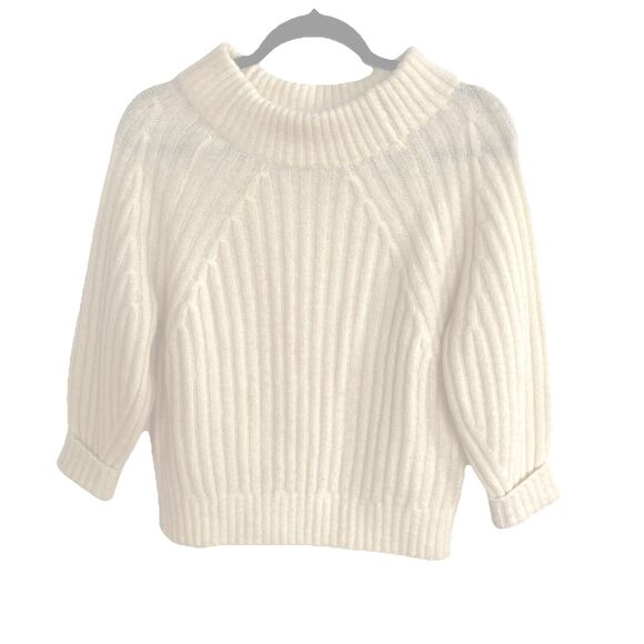 3.1 Phillip Lim Sweater Ivory Wool-Alpaca Blend Ribbed Knit 3/4 Sleeve  Size XS - Picture 1 of 6